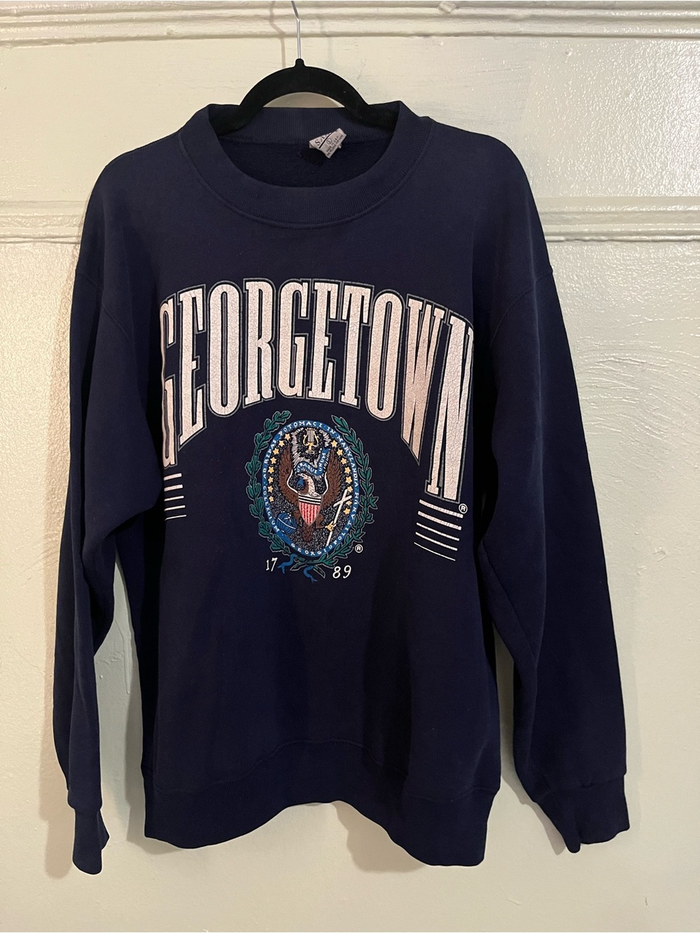 Vintage Georgetown Georgetown Navy Crewneck Sweatshirt